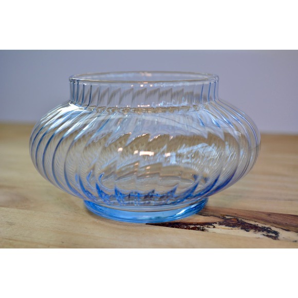 Vintage Baby Blue Turbine Glass Potpourri Jar - Retro Decor Accent - Picture 2 of 4